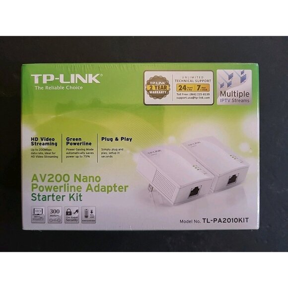 TP-Link AV200 Nano Powerline Adapter Starter Kit TL-PA2010KIT NEW FACTORY SEALED - Picture 1 of 6